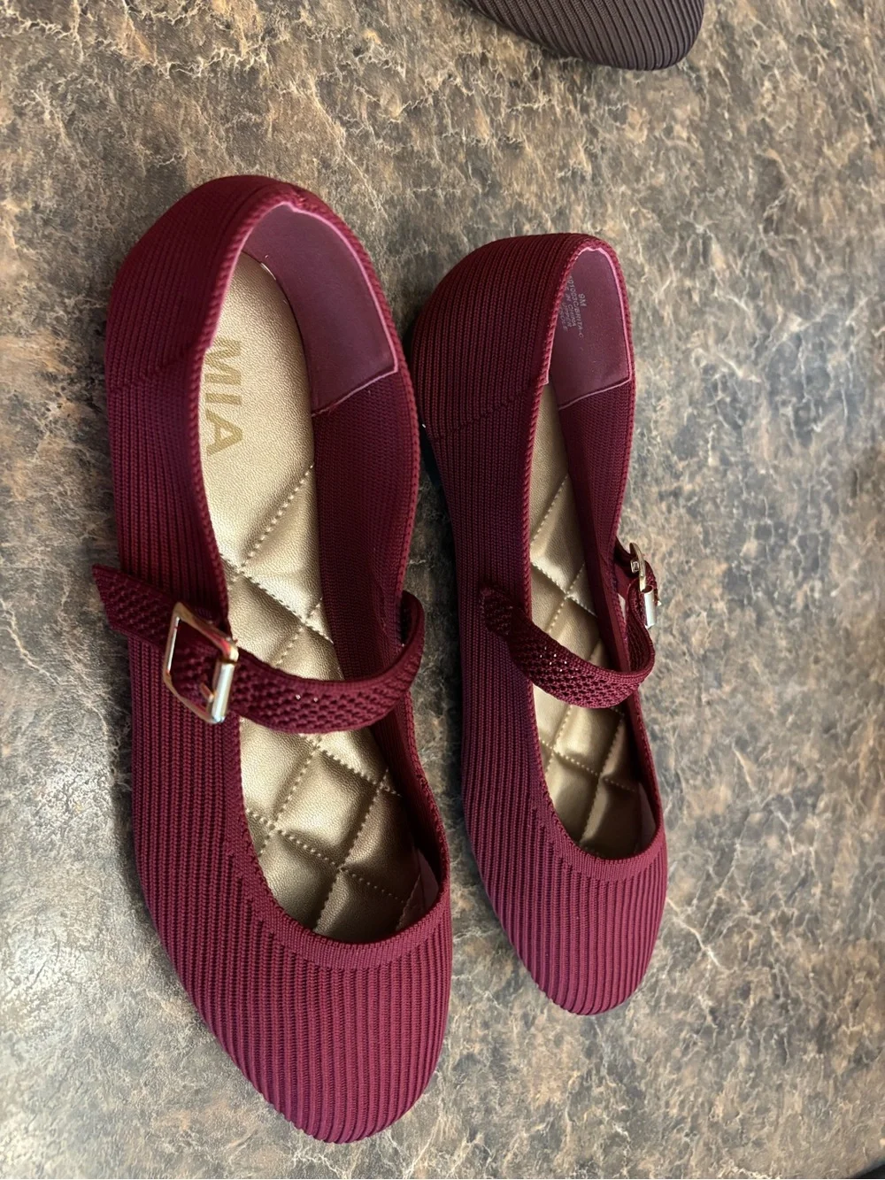 MIA Women's Burgundy Mary Jane Brita Ballet Flats.  9